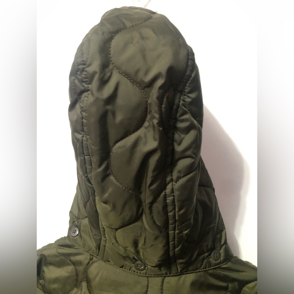 French Connection Puffer Olive Green Jacket with cap for Women - Picture 5 of 9